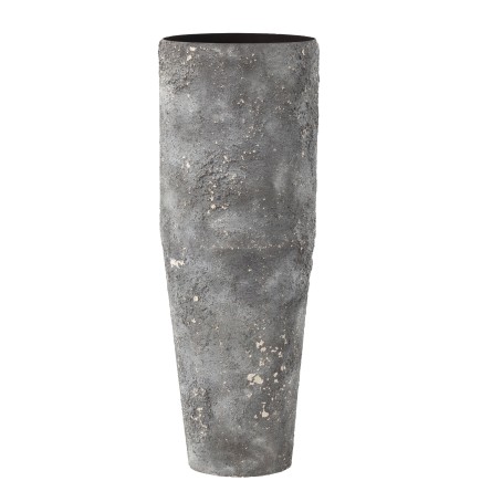 Vase cylindrique rugueux en métal gris 25x25x71cm