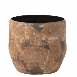 Vase rugueux en métal marron 39x39x37cm