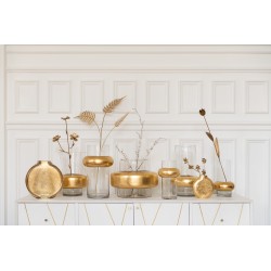 Vase plat en verre transparent 24x5x26 cm