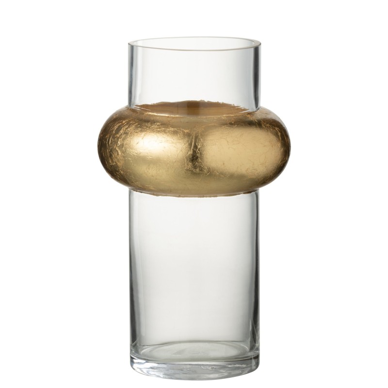 Vase cylindrique avec bague en verre transparent 15x15x25 cm Vase cylindrique avec bague en verre transparent 15x15x25 cm