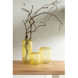 Vase droit en verre jaune L14*l14*H17cm