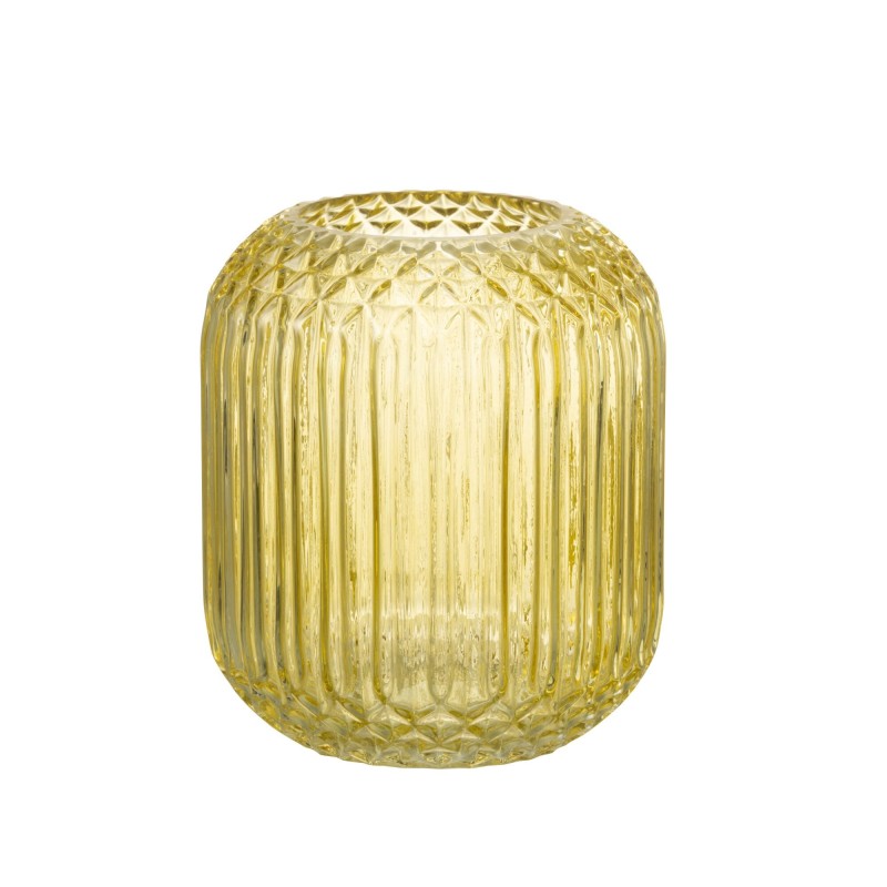 Vase droit en verre jaune L14*l14*H17cm Vase droit en verre jaune L14*l14*H17cm