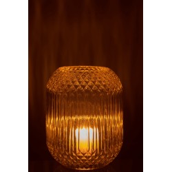 Vase droit en verre jaune L18*l18*H19cm