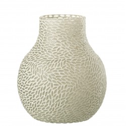 Vase avec mosaïques en verre blanc 17x17x22 cm