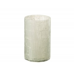 Vase avec mosaïques en verre gris 13x13x20 cm