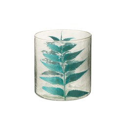 Vase avec feuille en verre multicouleur 15x15x16 cm