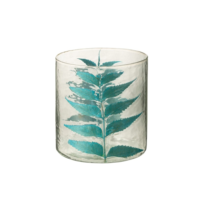Vase avec feuille en verre multicouleur 15x15x16 cm Vase avec feuille en verre multicouleur 15x15x16 cm