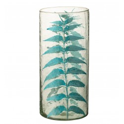 Vase avec feuille en verre multicouleur 14x14x30 cm