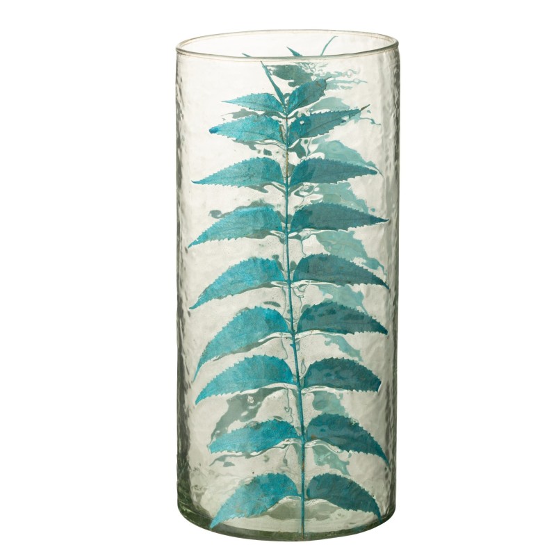 Vase avec feuille en verre multicouleur 14x14x30 cm Vase avec feuille en verre multicouleur 14x14x30 cm
