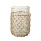 Vase avec filet rotin en verre transparent 14x14x21 cm Vase avec filet rotin en verre transparent 14x14x21 cm