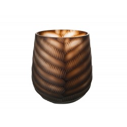 Vase sculpté en verre marron 16x16x17 cm