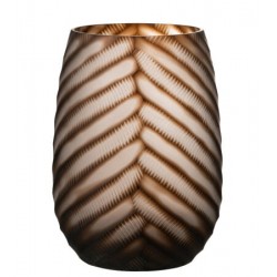 Vase sculpté en verre marron 22x22x30 cm