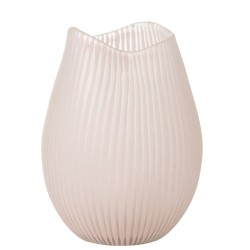 Vase lignes en verre rose 20x20x31 cm