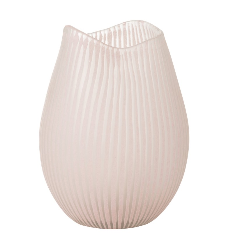 Vase lignes en verre rose 20x20x31 cm Vase lignes en verre rose 20x20x31 cm