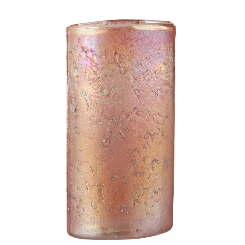Vase ovale en verre rose 13x8x25 cm