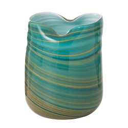 Vase style vague en verre azur 20x19x20 cm