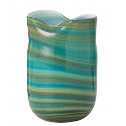 Vase style vague en verre azur 20x18x31 cm
