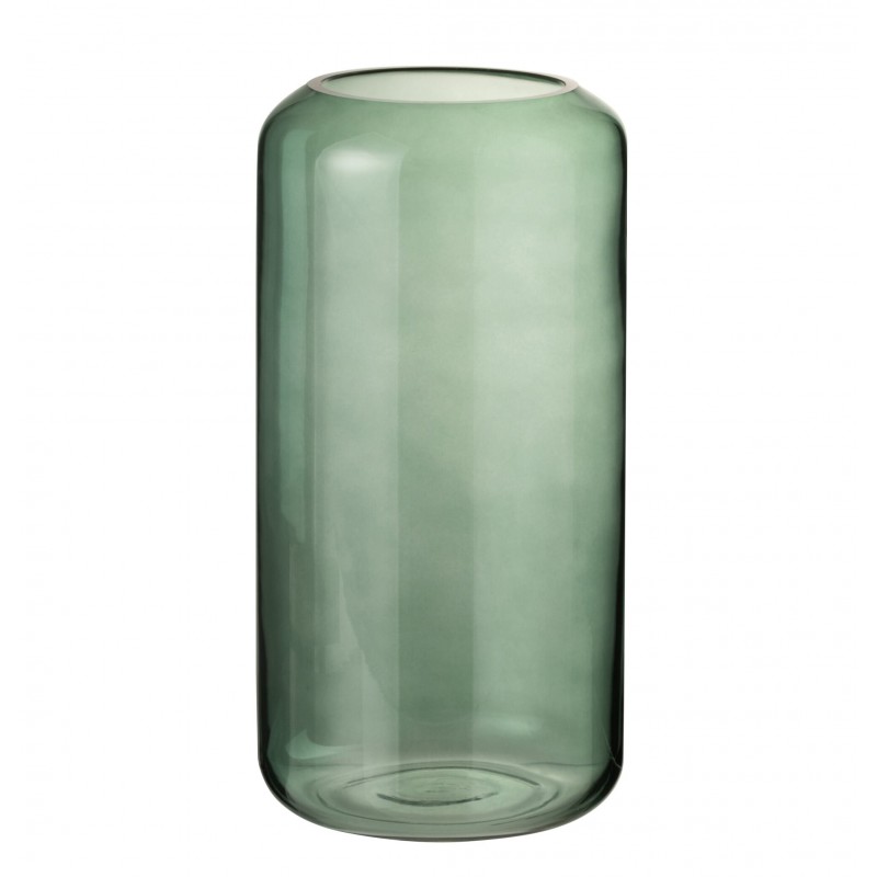 Vase cylindrique en verre vert 32x16x16 cm