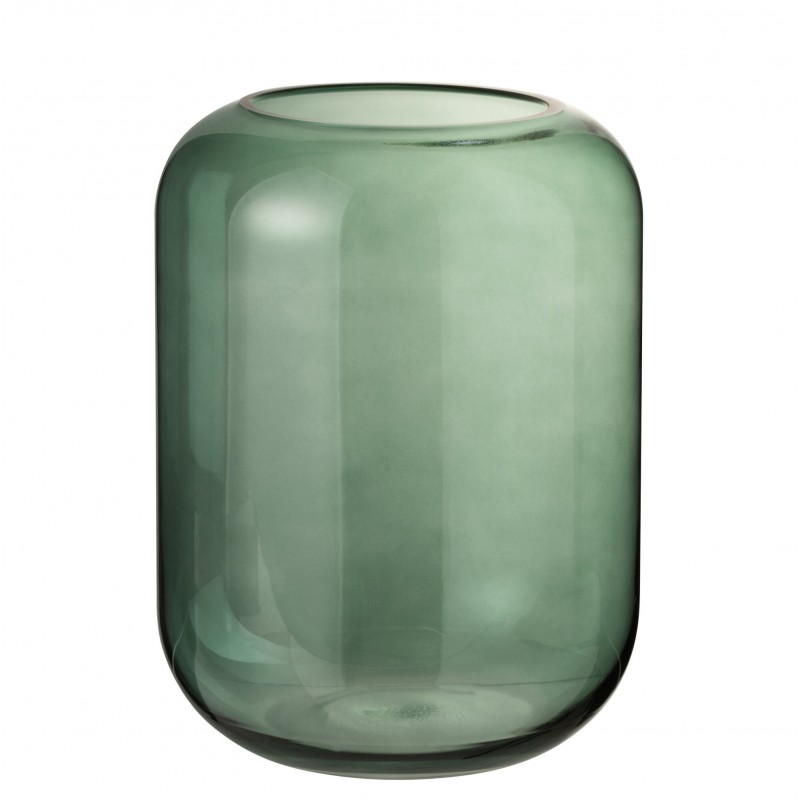 Vase cylindrique en verre vert 29x22x22 cm