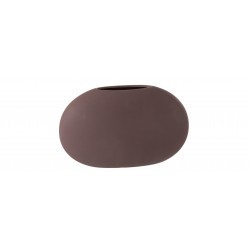 Jarrón ovalado de cerámica color morado oscuro de 27x17x9 cm