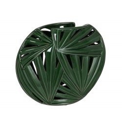 Vase oblique tropical en céramique vert 36x14x30 cm