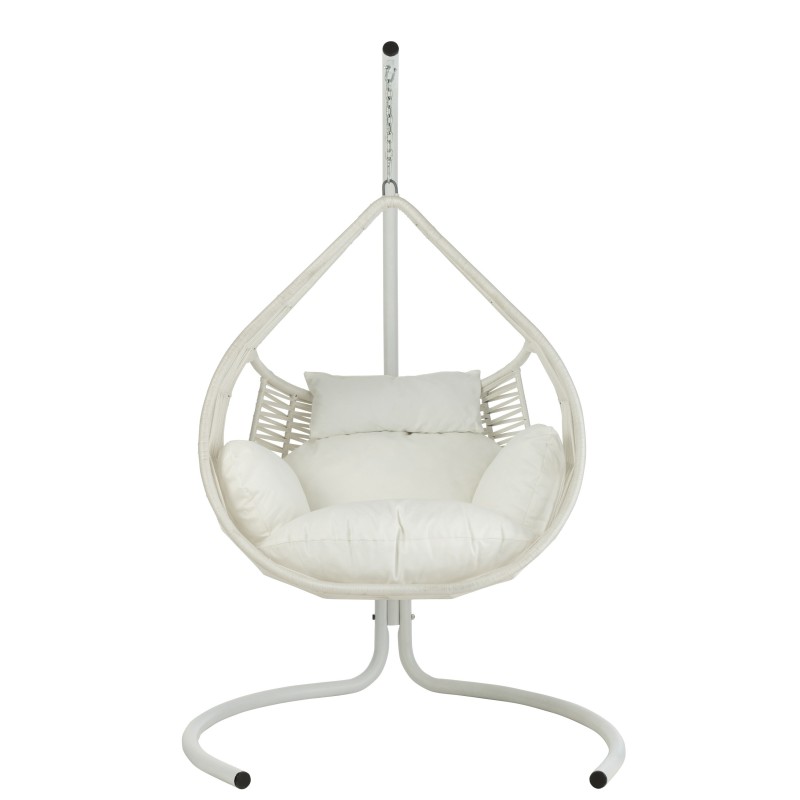 CHAISE SUSPENDUE+COUSSINS ARES CORDE/METAL BLANC
