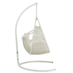 CHAISE SUSPENDUE+COUSSINS ARES CORDE/METAL BLANC