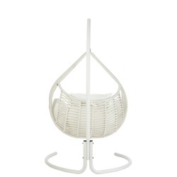 CHAISE SUSPENDUE+COUSSINS ARES CORDE/METAL BLANC