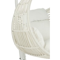 CHAISE SUSPENDUE+COUSSINS ARES CORDE/METAL BLANC