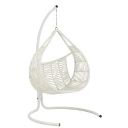CHAISE SUSPENDUE+COUSSINS ARES CORDE/METAL BLANC