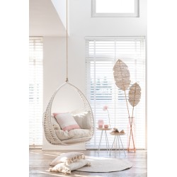 CHAISE SUSPENDUE+COUSSINS ARES CORDE/METAL BLANC