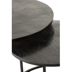 Set de 3 tables gigognes en aluminium noir 75.5x75.5x40 cm