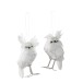 Set de 2 hiboux en plumes blanche 6.5x5.5x13 cm Set de 2 hiboux en plumes blanche 6.5x5.5x13 cm