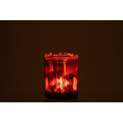 Photophore en verre - Plumes Bordeaux 8x8x9 cm
