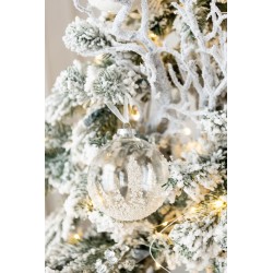 Caja de 4 adornos navideños de cristal transparente 10x10x10 cm