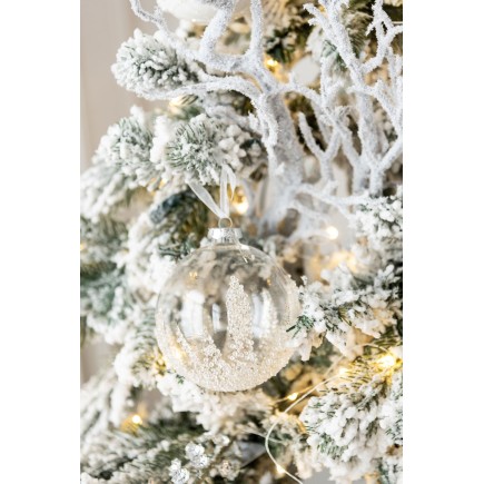 Caja de 4 adornos navideños de cristal transparente 10x10x10 cm