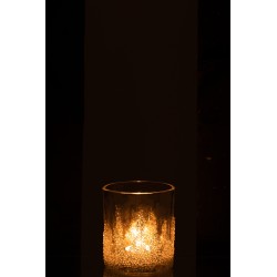 Photophore givré en verre transparent 8.5x8.5x10 cm