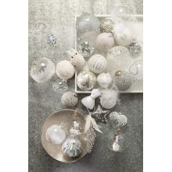 Boite de 4 boules de Noël en verre blanc 10x10x10 cm