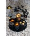 Set de 2 photophores en verre noir - or 7x7x8 cm Set de 2 photophores en verre noir - or 7x7x8 cm