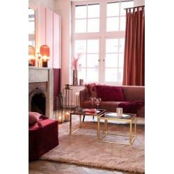 Pouf carré en velours rouge