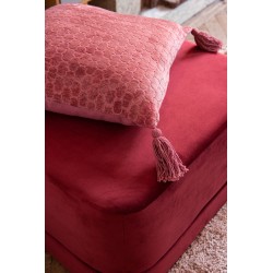 Pouf carré en velours rouge