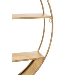 Étagère ronde avec miroir en métal doré H72cm