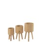 Set de 3 cache-pot en bois naturel 27x27x50 cm Set de 3 cache-pot en bois naturel 27x27x50 cm