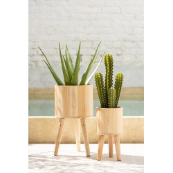 Set de 3 cache-pot en bois naturel 27x27x50 cm