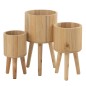 Set de 3 cache-pot en bois naturel 27x27x50 cm Set de 3 cache-pot en bois naturel 27x27x50 cm