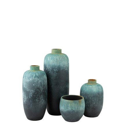 Vase vintage haut en céramique bleu 35x35x93 cm