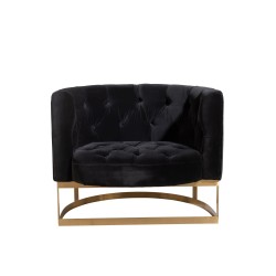 Fauteuil bouton 1 personne avec coussin en textile noir 90x75x73 cm