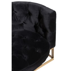 Fauteuil bouton 1 personne avec coussin en textile noir 90x75x73 cm