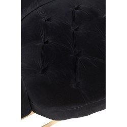 Fauteuil bouton 1 personne avec coussin en textile noir 90x75x73 cm