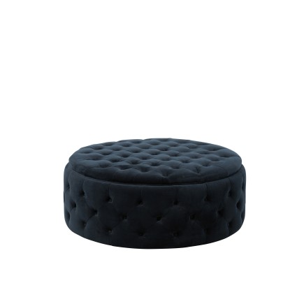 Pouf rond en forme de bouton en velours anthracite 100x100x40 cm